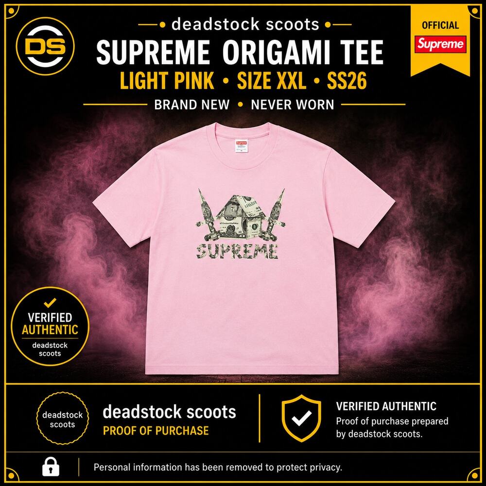 Supreme Origami Tee Light Pink XXL SS26 Brand New